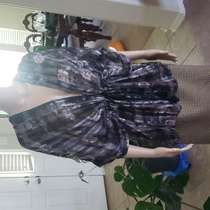 One size shimmery semisheer fliral tassel tie kimono swim coverup/ tunic